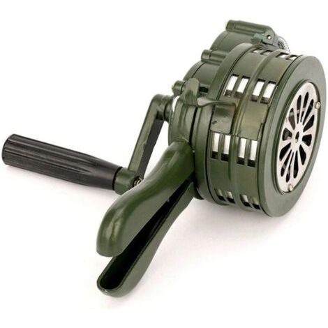 Sirène à manivelle. Portable. 110 dB. Alarme métallique à commande manuelle. Alerte aérienne. Alarme de sécurité d'urgence. (1/4)