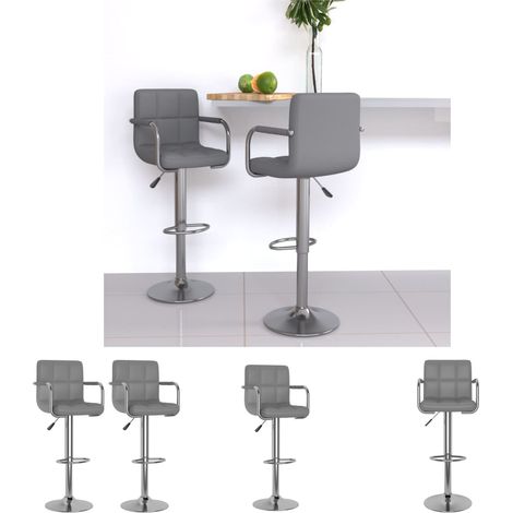 Barhocker Grau - vidaXL Barhocker 2 Stk. Grau Kunstleder - Barhocker Kunstleder (1/5)