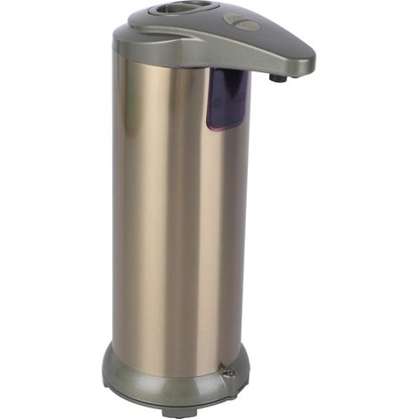 Dispensador automático de jabón líquido de acero inoxidable con sensor, botella de baño líquido sin pilas (1/5)