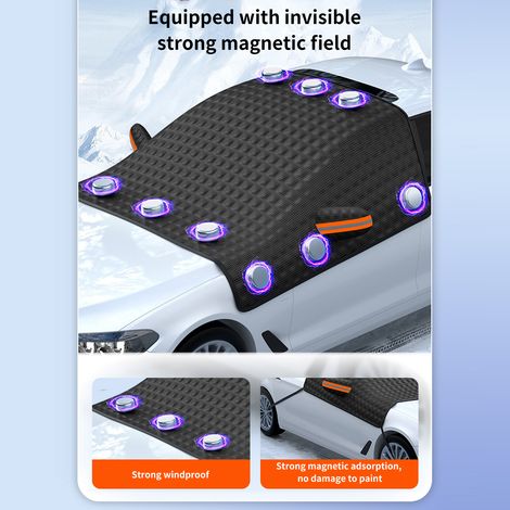 Copertura per parabrezza auto, parabrezza anteriore magnetico, antineve, antipioggia, antigelo, antisole, antipolvere con striscia riflettente magnetica. (1/5)