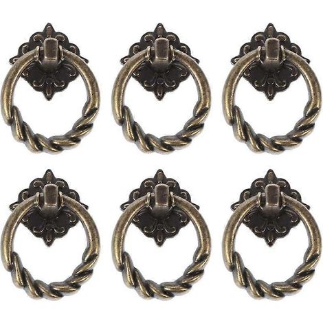 Poignées de tiroir en forme d'anneau floral en bronze pour meubles vintage, boutons de tiroir en métal avec un seul trou, construction durable en alliage de zinc. (1/4)
