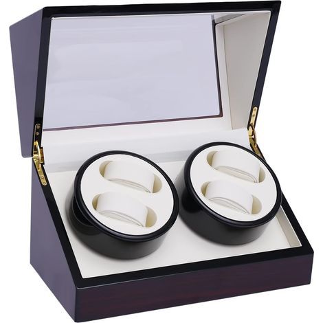4+0 Boîte de rangement automatique en cuir PU pour montres automatiques Boîte de rangement et de chargement de montres automatiques Boîte de rangement en fibre de carbone Cadeau pour (1/5)