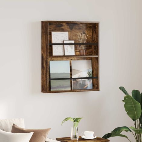 vidaXL Étagère à magazines avec étagère Chêne fumé 60 x 12 x 70 cm