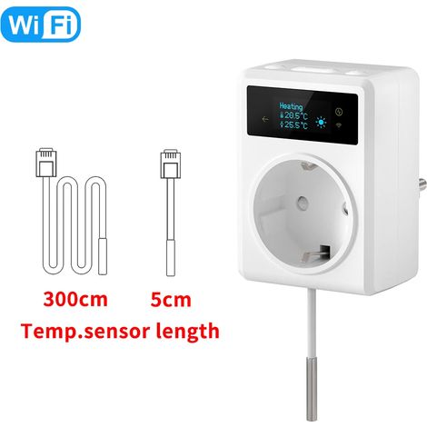 Prise connectée WiFi à température contrôlée, prise 16A, télécommande de température, compatible avec Tuya Smart, Alexa et Google Smart Home. (1/5)