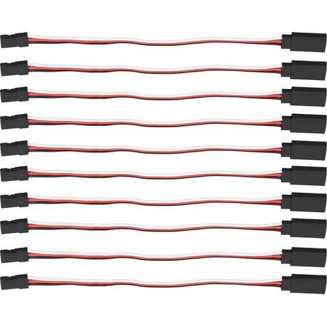 Cable D Extension Servo - 3 Broches - Connecteur Angle JR - Noyau Laiton - Pour Modeles Radiocommandes Automobiles Aeronautiques - 10 Unites (1/5)
