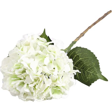 Bouquet D Hortensias Artificiels En Soie Pour Décoration De Mariage Et Maison Blanc Et Vert Lot De 1 (1/2)