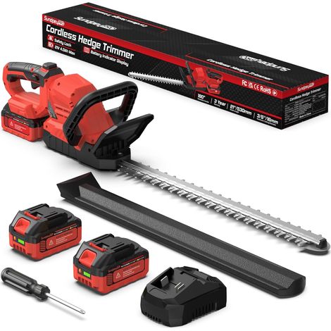 53CM Taille Haie Batterie 2x4.0Ah - 21V Taille Haie Electrique sans Fil avec Batterie et Chargeur, Poignée Pivotante à 180°, 16mm Écartement des Dents pour Jardin, Haies et Arbustes (1/5)