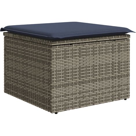 vidaXL Taburete de Jardín Gris 55 x 55 x 37 cm ratán sintético (1/2)