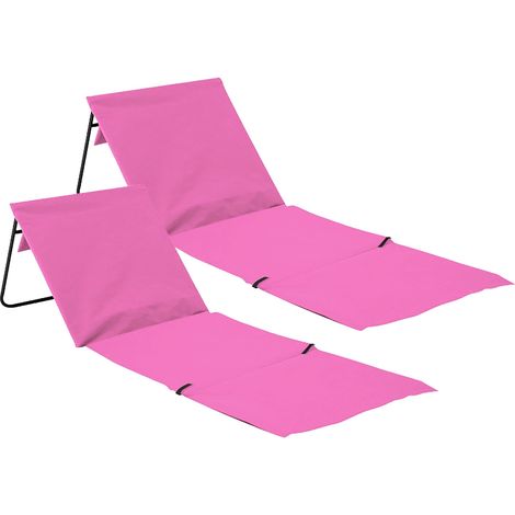 Set di 2 materassini da spiaggia imbottiti pieghevoli con schienale, 7house, dimensioni 149,5x50,5x42 cm.
