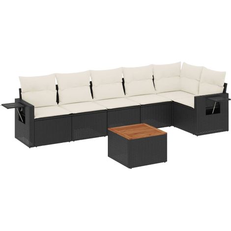 Maison Exclusive - Set Divani da Giardino con Cuscini 7pz Nero Polyrattan (1/5)
