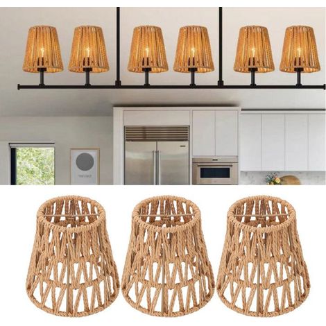 BelleRise - 3pcs Abat-jour tressé – E14 clip-on – Bohème rétro – 9×14 cm (1/5)