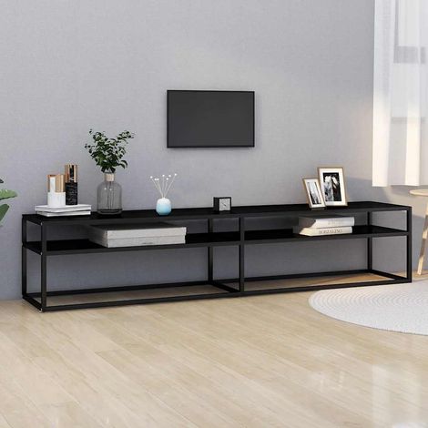 vidaXL Mobile Porta TV Nero 200x40x40,5 cm in Vetro Temperato (1/4)