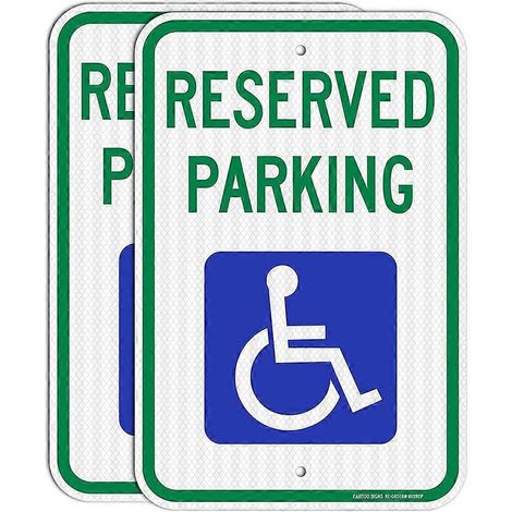 Lot de 2 panneaux de stationnement réservé aux personnes handicapées avec image de fauteuil roulant, film réfléchissant de qualité ingénieur 18 x 12, antirouille (1/5)