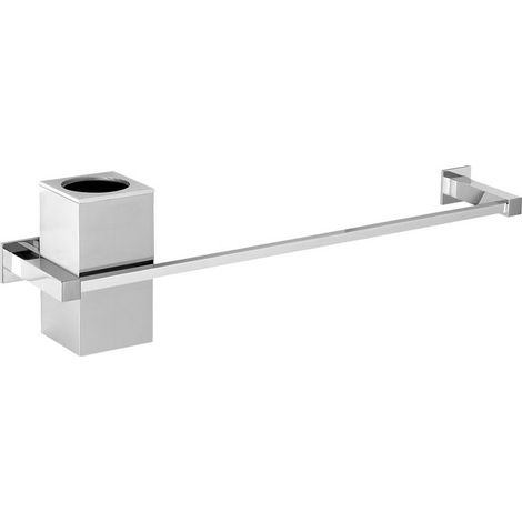 Porta salviette da bagno cm 40 + porta bicchiere da bagno linea picasso in ottone cromato - accessori bagno