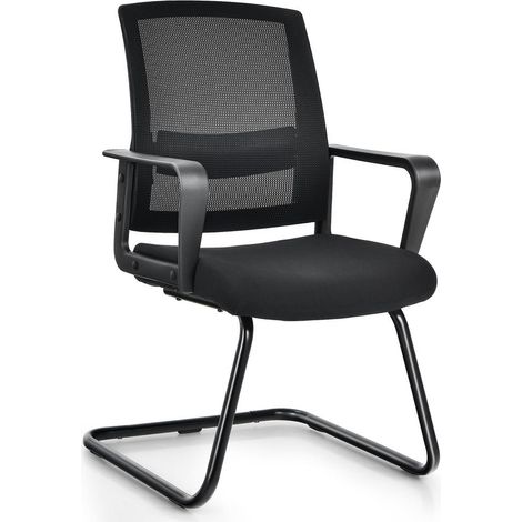 Montage facile chaise de conférence noire, dossier en maille respirante et support lombaire réglable (1/5)