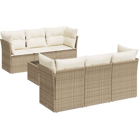 Maison Exclusive - Set sofás de jardín 7 piezas y cojines ratán s (1/5)
