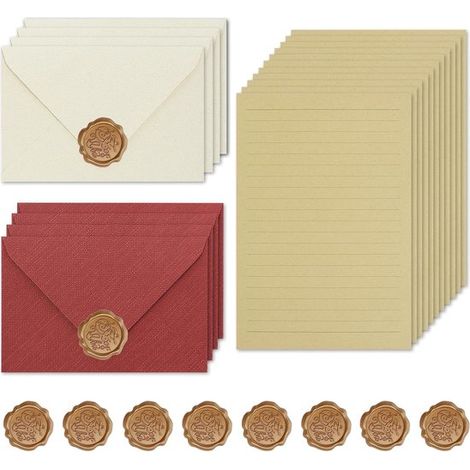 26 teiliges Büroartikel Set Vintage Papier Briefpapier und Umschläge für Hochzeiten, Geburtstage, Weihnachten, Valentinstag und Einladungen authe (1/5)