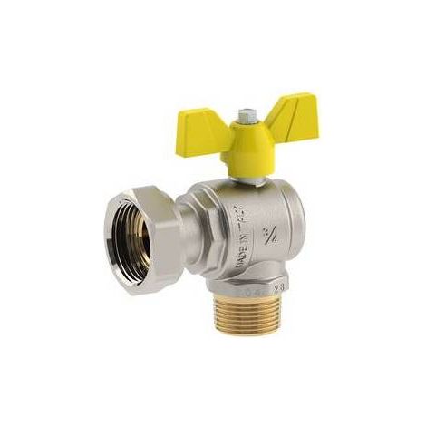 VALVOLA A SFERA PER GAS A SQUADRA MASCHIO DADO GIREVOLE Misura: 1/2M x 3/4D  DN 15