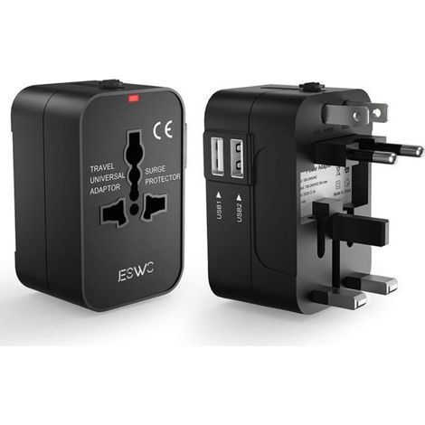 Travel Adapter - JESWO - Universal - 2 USB Ports - Flame Retardant - 200 Countries (1/5)