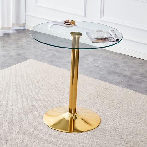 Bartisch rund 89 cm mit Glasplatte und Metallfuß OKMYHOME (1/5)