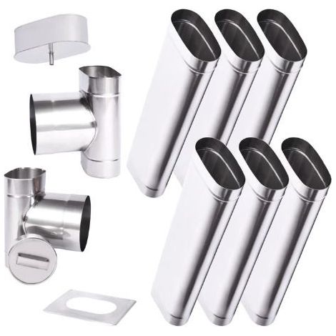 Azura Home Design – Kit complet de fumisterie conduit cheminée ovale 6 m Ø 120x185 mm – Acier résistant aux acides et à la chaleur – Soudage au plasma