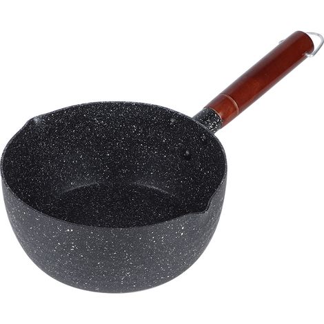 Batterie de cuisine antiadhésive en aluminium et pierre avec manche en bois (18 cm) (1/5)