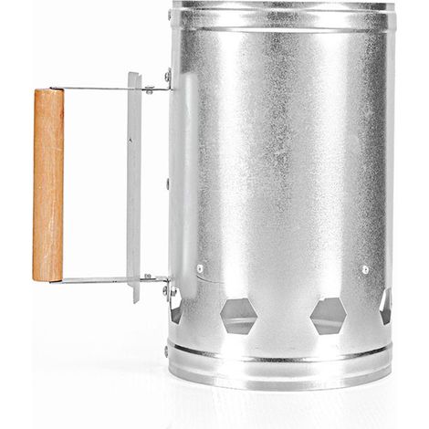 Chimney Starter - 34 cm Hauteur - Poignée Bois - Ventilation Optimisée - Pour Grill à Charbon - 1 Pièce (1/3)