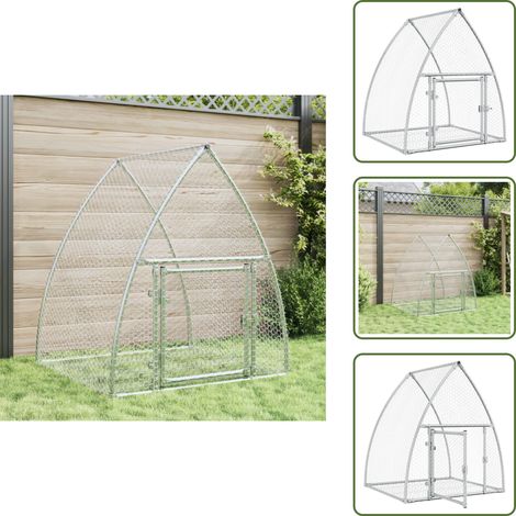 Hasenstall Silbern 100x105x120 cm Verzinkter Stahl - Kaninchendrache - Kleintierstellplatz - Tierheim - Vogelvoliere - Gartenhaus