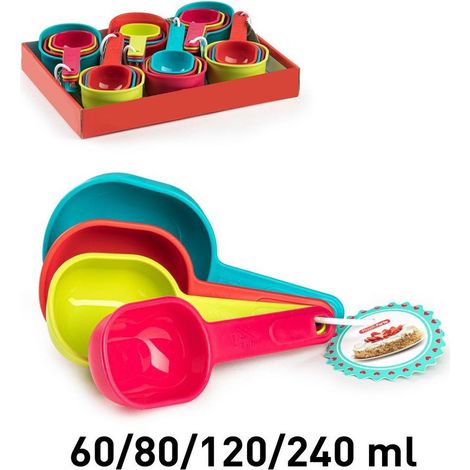 Trade Shop - SET MIT 4 MESSLÖFFELN, FARBIGE MESSBECHER AUS KUNSTSTOFF, VERSCHIEDENE GRÖSSEN 11845 - (1/2)