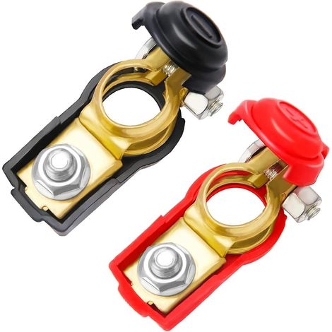 2 Pièces 12V/24V Connecteurs de Borne de Batterie de Voiture, Bornes de Batterie Rapide Libération, Clamp de Batterie Positive & Négative, pour Bateau, Camion, Voiture, Rouge et Noir (1/5)
