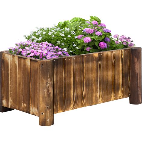 Fioriera Box Rettangolare per Piante in Legno di Abete 70x35x30 cm (1/5)