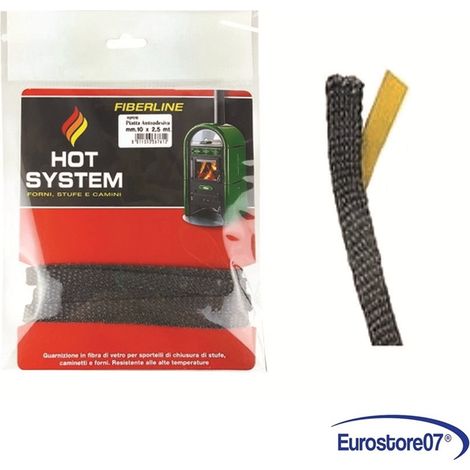 GUARNIZIONE IN FIBRA DI VETRO PER ALTE TEMPERATURE AUTOADESIVA   - mm.15x2,5 mt.