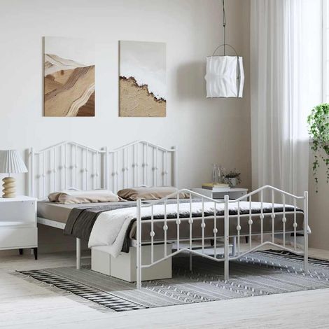 Estructura cama sin colchón con estribo metal blanco 135x190 cm (1/5)