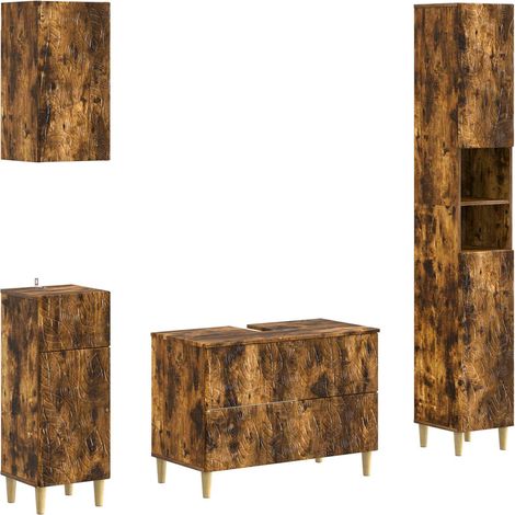 Maison Exclusive - Set di Mobili da Bagno da 4 Pezzi DELFT Rovere Fumo (1/5)