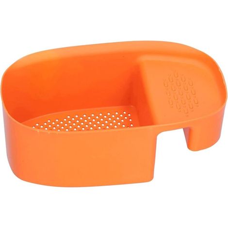 Égouttoir à fruits, passoire d'évier multifonction en forme de selle pour filtrer les déchets de cuisine et laver les fruits et légumes (orange) - 1 pièce (1/5)