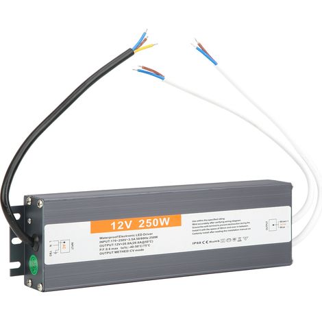 Wasserdichtes Schaltnetzteil für LEDs, 250 W, AC 170–250 V, Treibertransformator, Netzteil, DC 12 V (1/5)