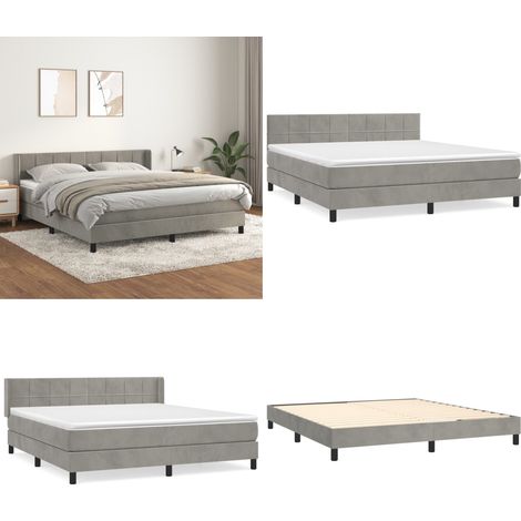 Sommier à lattes de lit et matelas Gris clair 180x200cm Velours - Lit Plateforme - Lit Velours - Lit Double - Literie - Chambre À Coucher - Home & Living (1/5)