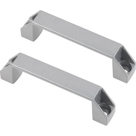 2 poignées d'armoire industrielles distance du trou 180 mm porte machine-outil usine garage fabrication alliage d'aluminium argent sans vis (1/5)