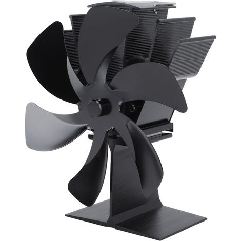 Ventilateur vertical pour poêle, 6 pales, thermique, à circulation d'air rapide et chaude, avec poignée, idéal pour cheminée, couleur or.