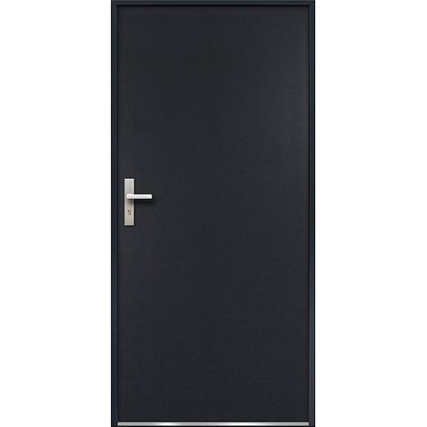 Porte d'entrée en acier pleine H207 x L100 cm anthracite - épaisseur 68 mm - poussant droit - AGUEDA (1/3)