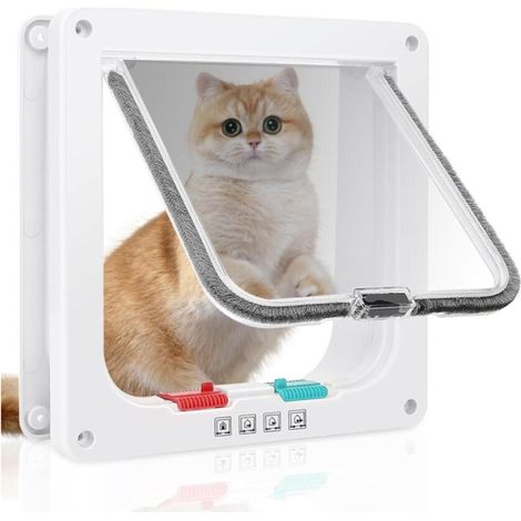 (XL) Chatière pour Chats,Verrouillage à 4 Voies Chatière 28 × 25cm pour Chats et Petits Chiens de circonférence 75cm,Chatiere pour Chat Isolante,Facile à Installer et à Utiliser (1/5)