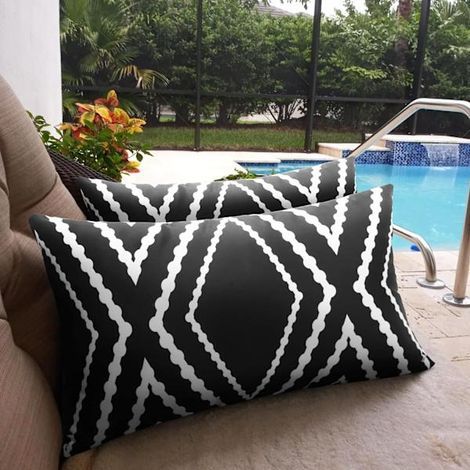 Housse de coussin bohème imperméable pour l'extérieur, motif géométrique (1/5)