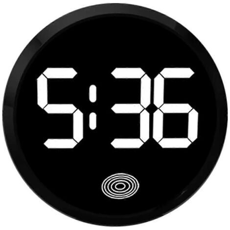Horloge intérieure de voiture, montre de voiture, horloge numérique tactile lumineuse ronde en alliage noir (1/5)