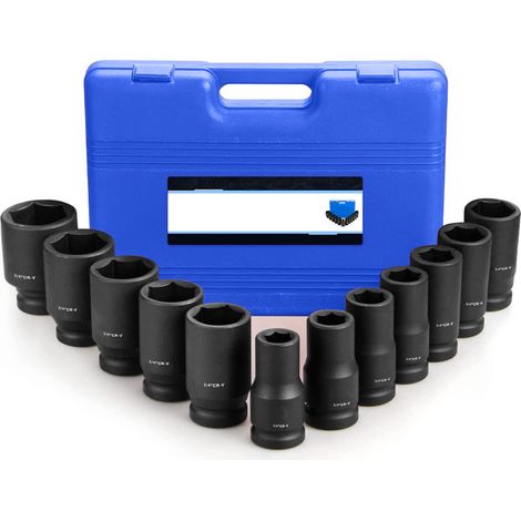 Juego de vasos de impacto largos de 3/4" 6 caras, de 24 a 41mm 12 piezas (1/4)