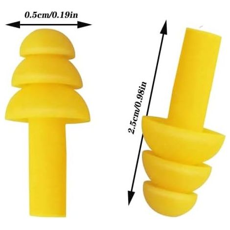10 Paires Bouchons d'oreille en Silicone, Bouchons d'oreille pour Dormir, Nager Bouchons d'oreilles Étanches, Réutilisables Réduction de Bruit Bouchons d'oreille Convient pour Travail, Sommeil Jaune (1/4)