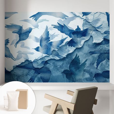 Fototapete - Tapete Vliestapete mit Kleber - Wandtapete Moderne Wandbild Schlafzimmer Wohnzimmer Dynamische Vögel 104x70 cm (1/5)