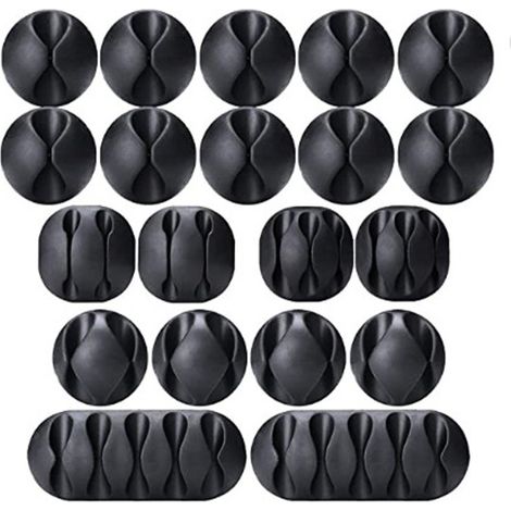 Fascette per cavi, organizer multifunzionale per cavi da scrivania, cavo di alimentazione, cavo di ricarica USB, caricabatterie, cavo audio, nero, confezione da 20 - AquaForge (1/5)