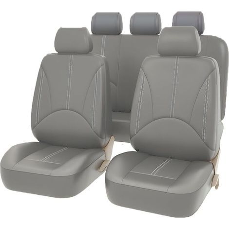 Set of 9 car seat covers, complete set of front and rear leather seat covers, breathable dustproof leather seat covers, comfortable accessories (grey) (1/5)