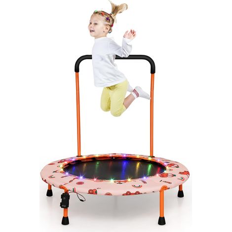 COSTWAY Trampolín para Niños de 92 cm, Mini Trampolín con Manija de Seguridad, Alfombra de Salto Redonda & Cubierta Protectora, Trampolín Infantil de 3 a 6 años para Interior Coche Naranja (1/5)