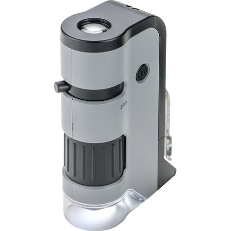 Carson MicroFlip 100-250x Taschenmikroskop mit LED-Licht und Digiscoping Adapter für Smartphone, grau (1/5)